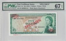 East Caribbean States, 5 Dollars, 1965, UNC, p14s, SPECIMEN