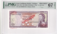 East Caribbean States, 20 Dollars, 1965, UNC, p15hs, SPECIMEN