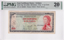 East Caribbean States, 100 Dollars, 1965, VF, p16g