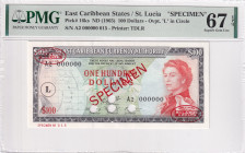 East Caribbean States, 100 Dollars, 1965, UNC, p16ks, SPECIMEN