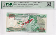 East Caribbean States, 5 Dollars, 1986/1988, UNC, p18as, SPECIMEN
