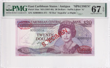 East Caribbean States, 20 Dollars, 1987/1988, UNC, p19as, SPECIMEN
