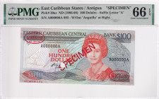 East Caribbean States, 100 Dollars, 1986/1988, UNC, p20as, SPECIMEN