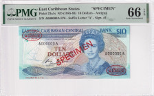 East Caribbean States, 10 Dollars, 1985/1993, UNC, p23a1s, SPECIMEN