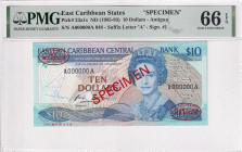East Caribbean States, 10 Dollars, 1985/1993, UNC, p23a1s, SPECIMEN