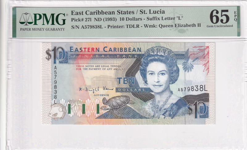 East Caribbean States, 10 Dollars, 1993, UNC, p27I

PMG 65 EPQ

Estimate: US...