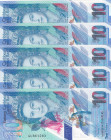 East Caribbean States, 10 Dollars, 2019, UNC, p56, (Total 5 consecutive banknotes)