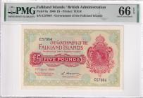 Falkland Islands, 5 Pounds, 1960, UNC, p9a