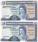 Gibraltar, 10 Pounds, 1986, UNC, p22b, (Total 2 consecutive banknotes)