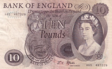 Great Britain, 10 Pounds, 1967, VF(+), p376b