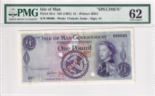 Isle of Man, 1 Pound, 1961, UNC, p25s1, SPECIMEN