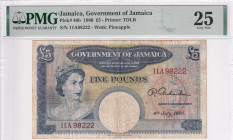 Jamaica, 5 Pounds, 1960, VF, p48b