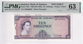 Jamaica, 10 Shillings, 1964, UNC, p51Bs, SPECIMEN
