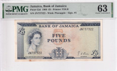 Jamaica, 5 Pounds, 1960, UNC, p52d
