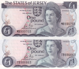 Jersey, 1 Pound, 1976, UNC, p11b, (Total 2 banknotes)