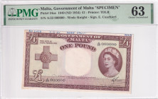 Malta, 1 Pound, 1949, UNC, p24as, SPECIMEN