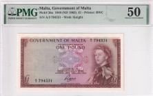 Malta, 1 Pound, 1949, AUNC, p26a