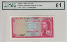 Malta, 10 Shillings, 1968, UNC, p28a