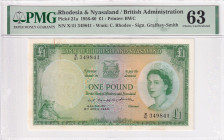 Rhodesia & Nyasaland, 1 Pound, 1960, UNC, p21a