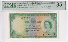 Rhodesia & Nyasaland, 1 Pound, 1961, VF, p21b