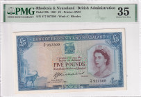 Rhodesia & Nyasaland, 5 Pounds, 1961, VF, P22b