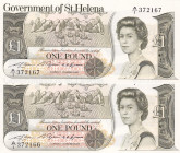 Saint Helena, 1 Pound, 1981, UNC, p9a, (Total 2 consecutive Banknotes)