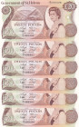 Saint Helena, 20 Pounds, 1986, UNC, p10a, (Total 6 Consecutive Banknotes)