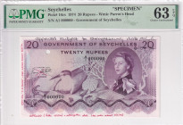 Seychelles, 20 Rupees, 1974, UNC, p16cs, SPECIMEN