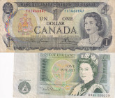 Mix Lot, 1 Dollar-1 Pound, (Total 2 banknotes)