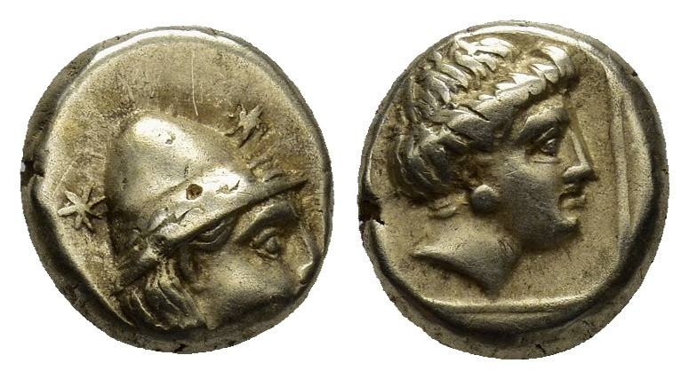 LESBOS, Mytilene. Circa 377-326 BC. EL Hekte – Sixth Stater (2.55 Gr. 10mm.) 
 H...