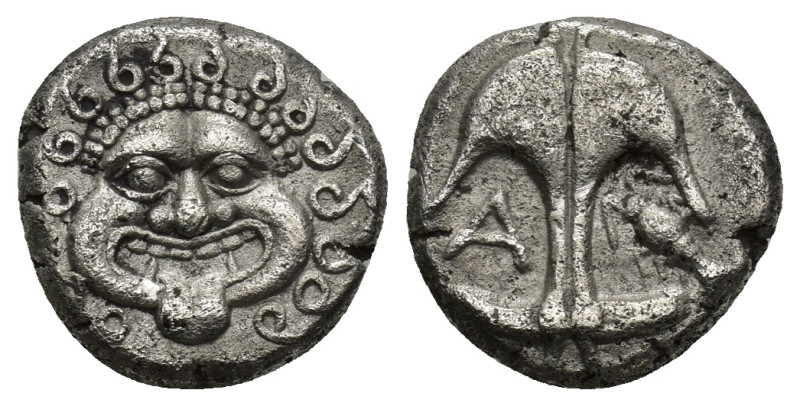Apollonia Pontika , Thrace. AR Drachm (3.28 Gr. 13mm.), c. 400-350 BC. 
 Facing ...