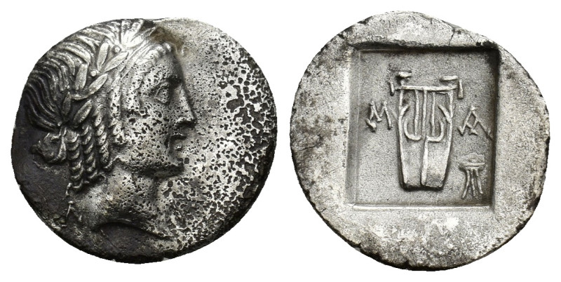 Masikytes , Lycia. AR Hemidrachm (16mm, 1.77 g), c. 48-23 BC (?). Obv. Laureate ...