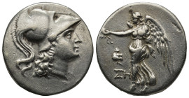 PAMPHYLIA. Side. Circa 205-100 BC. Tetradrachm (Silver, 28mm, 16.86 g), Ste..., magistrate. Head of Athena to right, wearing crested Corinthian helmet...