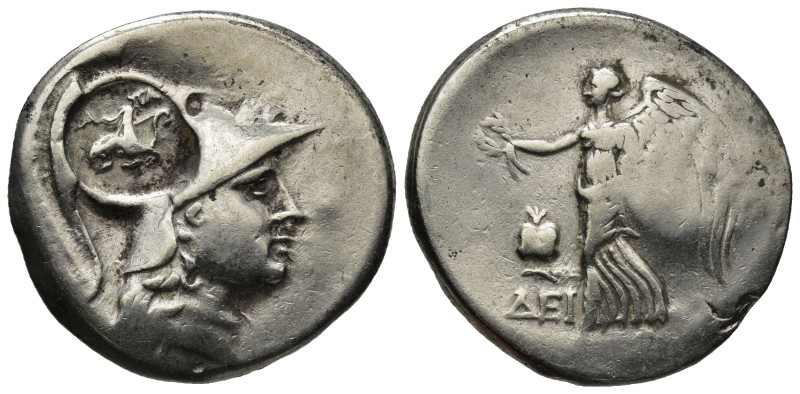 PAMPHYLIA, Side. Circa 200-190 BC. AR Tetradrachm (31mm, 16.63 g). Head of Athen...