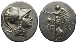 Pamphylia. Side . ΔΕΙΝΟ- (Deino-), magistrate circa 205-100 BC. Tetradrachm AR (29mm, 16.83 g) Head of Athena right, wearing crested Corinthian helmet...