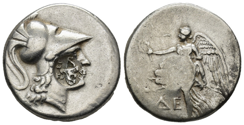 PAMPHYLIA, Side. Circa 200-190 BC. AR Tetradrachm (27mm, 16.80 g). Head of Athen...