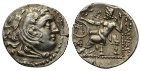 IONIA, Uncertain. Early-mid 3rd century BC. AR Drachm(18mm, 4.0 g) In the name and types of Alexander III of Macedon. Head of Herakles right, wearing ...