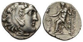 IONIA, Uncertain. Early-mid 3rd century BC. AR Drachm (17mm, 4.0 g). In the name and types of Alexander III of Macedon. Head of Herakles right, wearin...