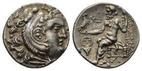 IONIA, Uncertain. Early-mid 3rd century BC. AR Drachm (17mm, 4.15 g). In the name and types of Alexander III of Macedon. Head of Herakles right, weari...