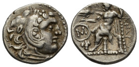IONIA, Uncertain. Early-mid 3rd century BC. AR Drachm (17mm, 4.0 g). In the name and types of Alexander III of Macedon. Head of Herakles right, wearin...