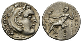 IONIA, Uncertain. Early-mid 3rd century BC. AR Drachm (17mm, 4.09 g). In the name and types of Alexander III of Macedon. Head of Herakles right, weari...