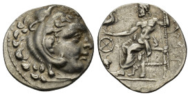 IONIA, Uncertain. Early-mid 3rd century BC. AR Drachm (19mm, 4.07 g). In the name and types of Alexander III of Macedon. Head of Herakles right, weari...