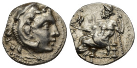 IONIA, Uncertain. Early-mid 3rd century BC. AR Drachm (18mm, 4.05 g). In the name and types of Alexander III of Macedon. Head of Herakles right, weari...