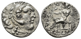 KINGS OF MACEDON. Alexander III ‘the Great’, 336-323 BC. Drachm (3.84 Gr. 19mm), Abydos (?), Head of Herakles to right, wearing lion skin headdress. 
...