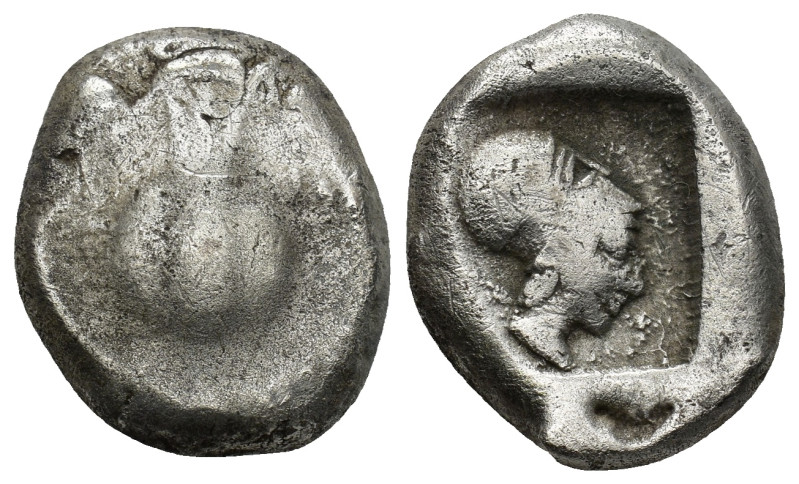 PAMPHYLIA, Side. Circa 460-430 BC. AR Stater (20mm, 10.7 g). Pomegranate / Head ...