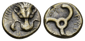 Dynasts of Lycia. Perikles 380-360 BC. 1/3 Stater AR (13mm, 2.68 g). Facing lion's scalp / Triskeles.