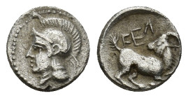 CILICIA, Kelenderis. Circa 440-420 BC. AR Obol (9mm, 0.69 g). Helmeted head of Athena left / Goat kneeling right, head left.