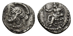 CILICIA, Tarsos, Pharnabazos, Persian military commander (Circa 380-374/3 BC) AR Obol (10mm, 0.77 g) Obv: Bearded and draped bust of Ares (?) to left,...