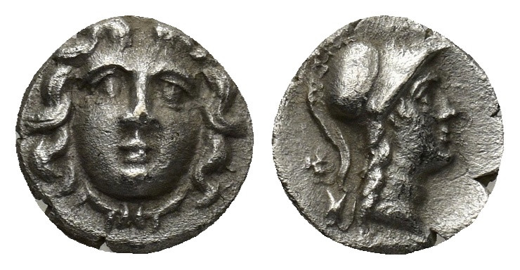 PISIDIA, Selge. Circa 250-190 BC. AR Obol (10mm, 0.70 g). Facing gorgoneion / He...