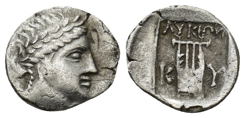 LYCIAN LEAGUE. Cyaneae. Ca. 167-81 BC. AR drachm (15mm, 1.19 g). Head of Apollo ...